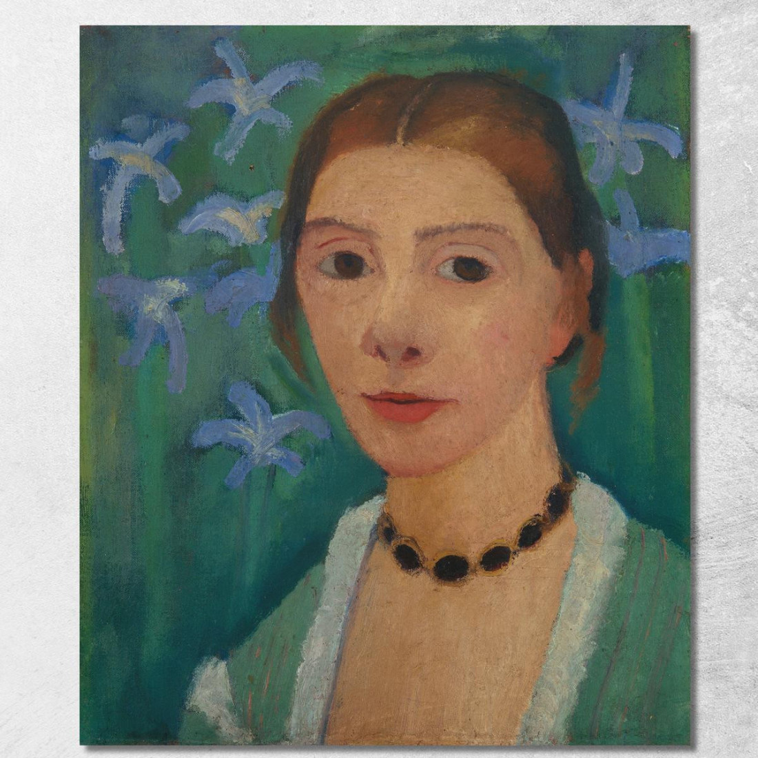Autoritratto Davanti A Uno Sfondo Verde Con Un'Iride Blu Paula Modersohn-Becker pmb39 quadro stampato su tela Autoritratto Davanti A Uno Sfondo Verde Con Un'Iride Blu Paula Modersohn-Becker pmb39 quadro stampato su tela