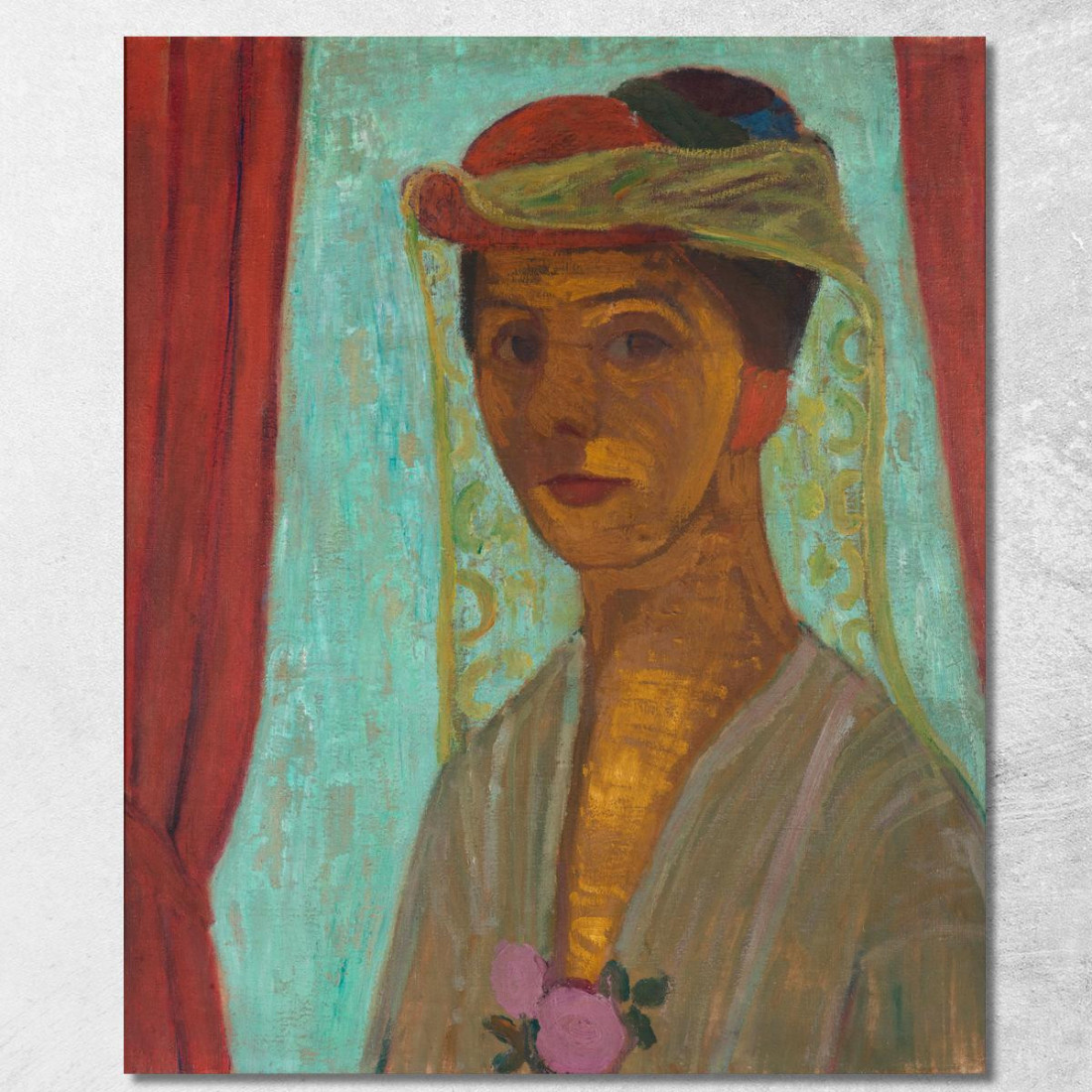 Autoritratto Con Cappello E Velo Paula Modersohn-Becker pmb42 quadro stampato su tela Autoritratto Con Cappello E Velo Paula Modersohn-Becker pmb42 quadro stampato su tela