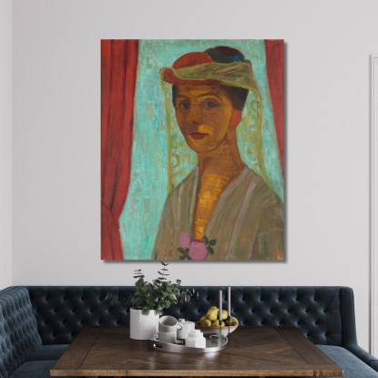 Autoritratto Con Cappello E Velo Paula Modersohn-Becker pmb42 quadro stampato su tela