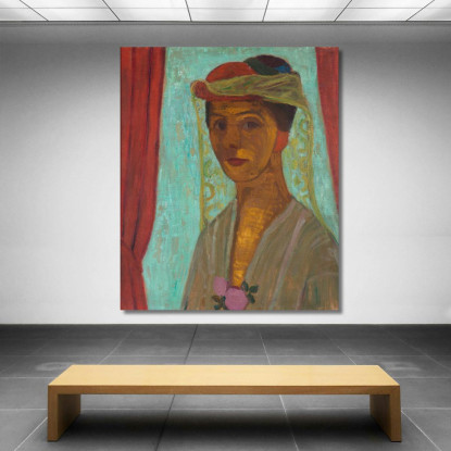 Autoritratto Con Cappello E Velo Paula Modersohn-Becker pmb42 quadro stampato su tela