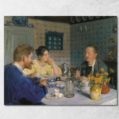 Una Colazione. L'Artista Sua Moglie E Lo Scrittore Otto Benzon Peder Severin Krøyer psk1 quadro stampato su tela