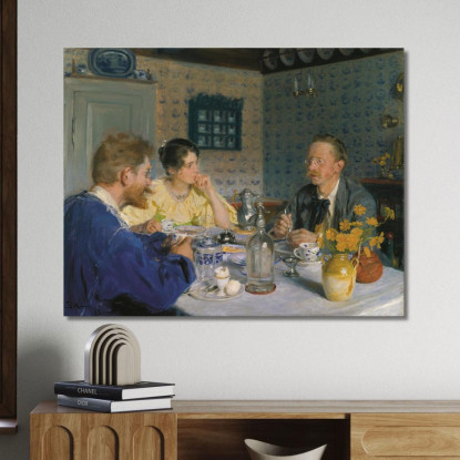 Una Colazione. L'Artista Sua Moglie E Lo Scrittore Otto Benzon Peder Severin Krøyer psk1 quadro stampato su tela