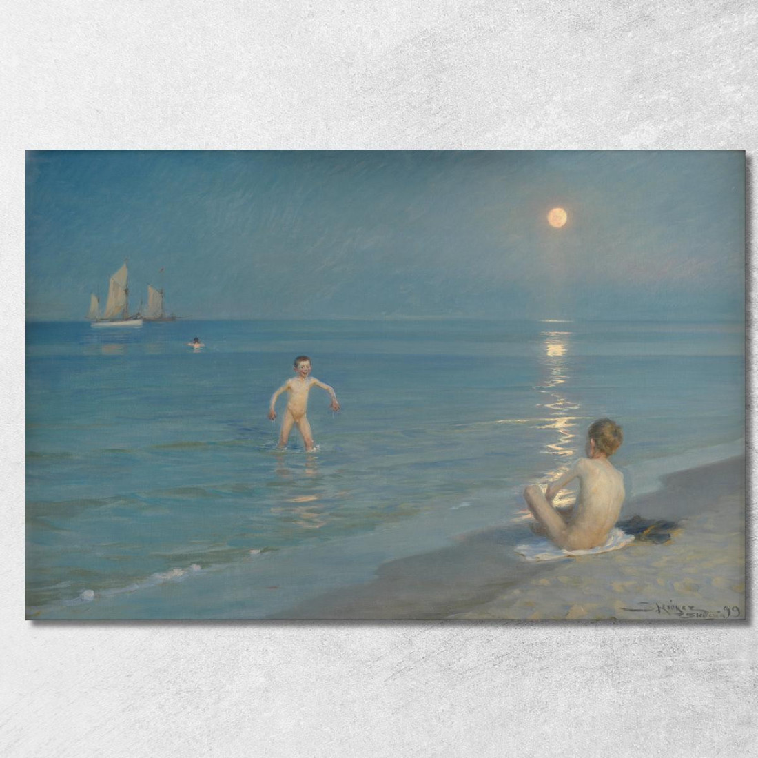 Ragazzi Che Fanno Il Bagno A Skagen. Sera D'Estate Peder Severin Krøyer psk13 quadro stampato su tela Ragazzi Che Fanno Il Bagno A Skagen. Sera D'Estate Peder Severin Krøyer psk13 quadro stampato su tela