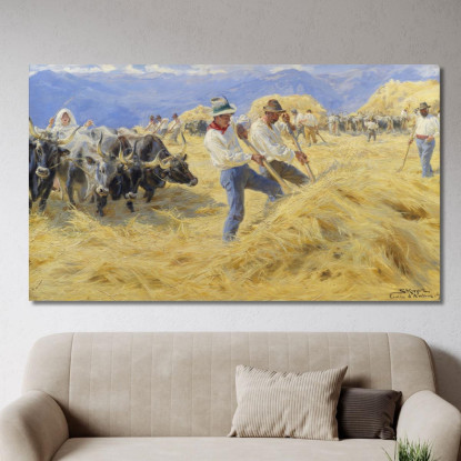 Trebbiatura Negli Abruzzi. Cività D'Antino Peder Severin Krøyer psk62 quadro stampato su tela