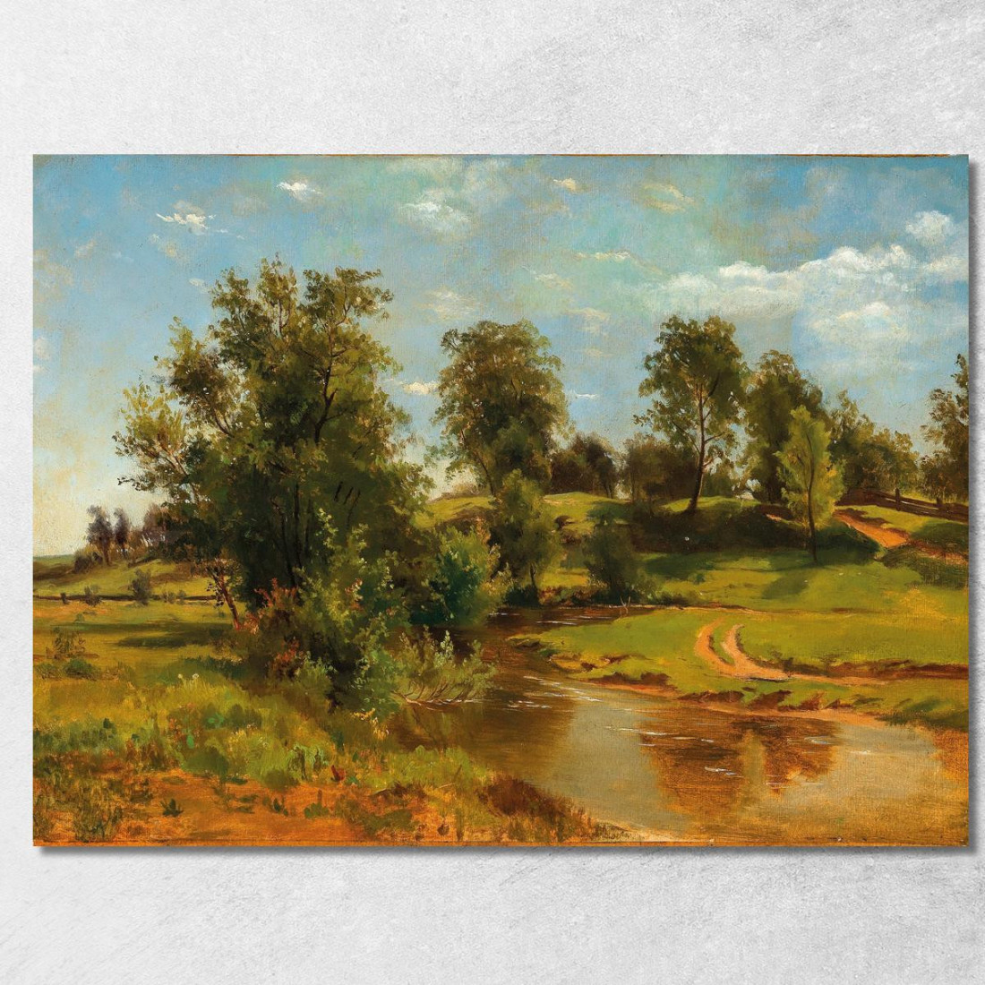 Un Paesaggio Collinare Con Ruscello Tina Blau tbl5 quadro stampato su tela Un Paesaggio Collinare Con Ruscello Tina Blau tbl5 quadro stampato su tela