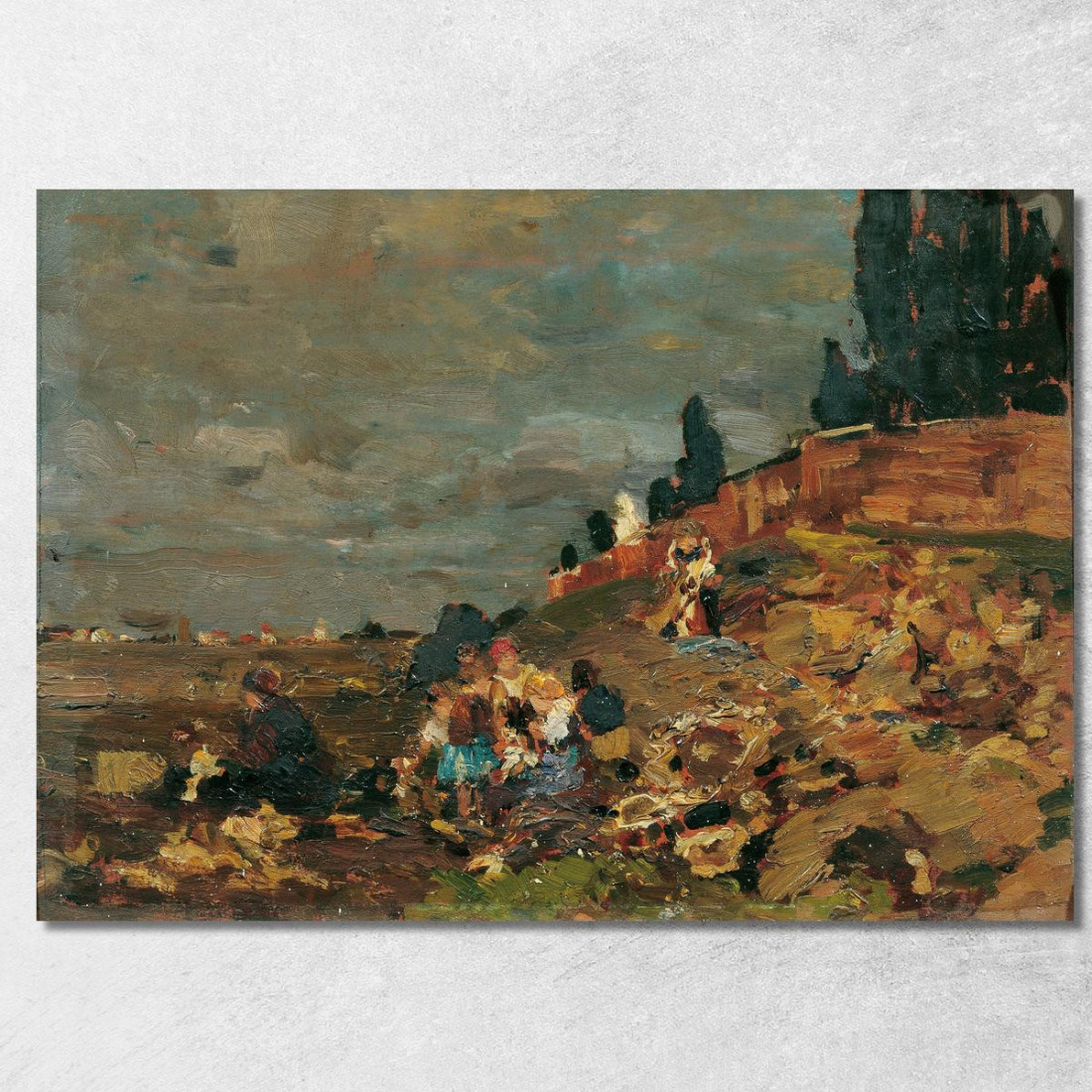 Bambini Presso Il Muro Del Cimitero Tina Blau tbl35 quadro stampato su tela Bambini Presso Il Muro Del Cimitero Tina Blau tbl35 quadro stampato su tela