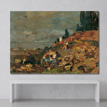 Bambini Presso Il Muro Del Cimitero Tina Blau tbl35 quadro stampato su tela