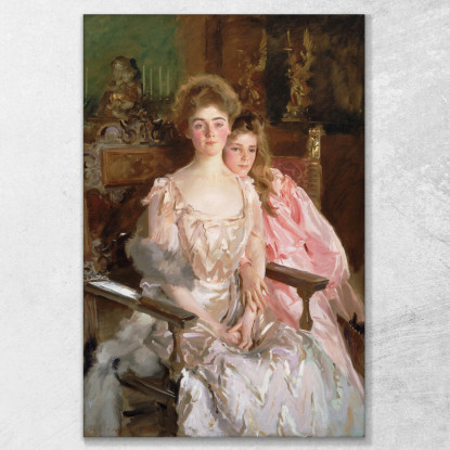 La Signora Fiske Warren Gretchen Osgood E Sua Figlia Rachel John Singer Sargent jss189 quadro stampato su tela