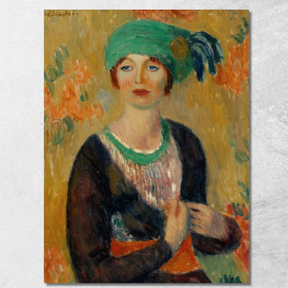 Ragazza Con Turbante Verde William James Glackens wjg18 quadro stampato su tela