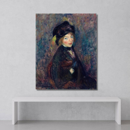 Testa Di Ragazza Con Piuma Nel Turbante William James Glackens wjg24 quadro stampato su tela