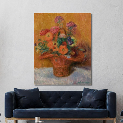 Cesto Rosso Di Zinnie William James Glackens wjg37 quadro stampato su tela