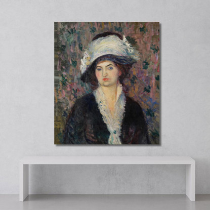 Signora Del Negozio – Donna Con Cappello Piumato William James Glackens wjg45 quadro stampato su tela