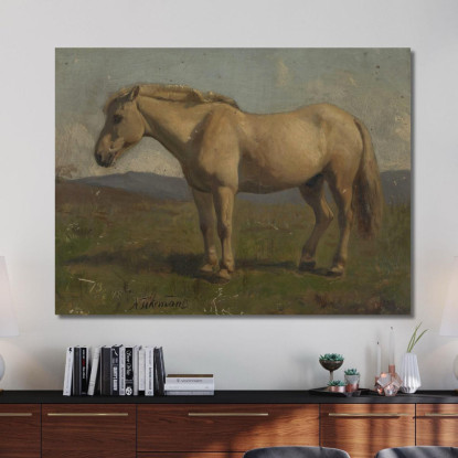 Un Cavallo Sauro Adolph Tidemand atd2 quadro stampato su tela