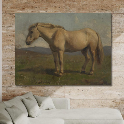Un Cavallo Sauro Adolph Tidemand atd2 quadro stampato su tela