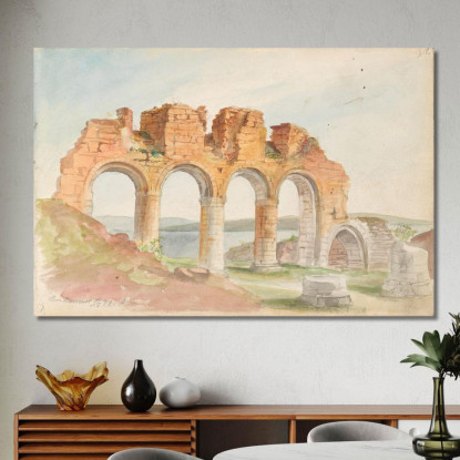Rovine Della Cattedrale Di Hamar Adolph Tidemand atd15 quadro stampato su tela