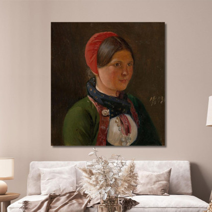 Ragazza Da Hallingdal Adolph Tidemand atd30 quadro stampato su tela