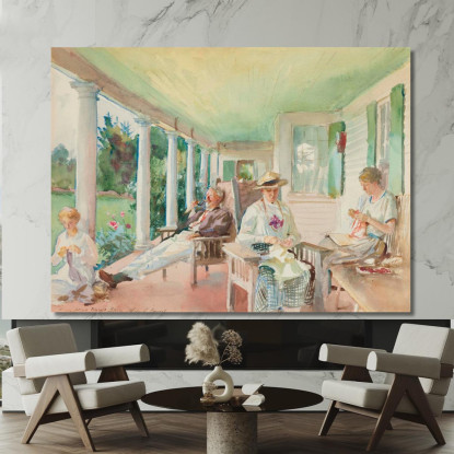 Sulla Veranda John Singer Sargent jss206 quadro stampato su tela
