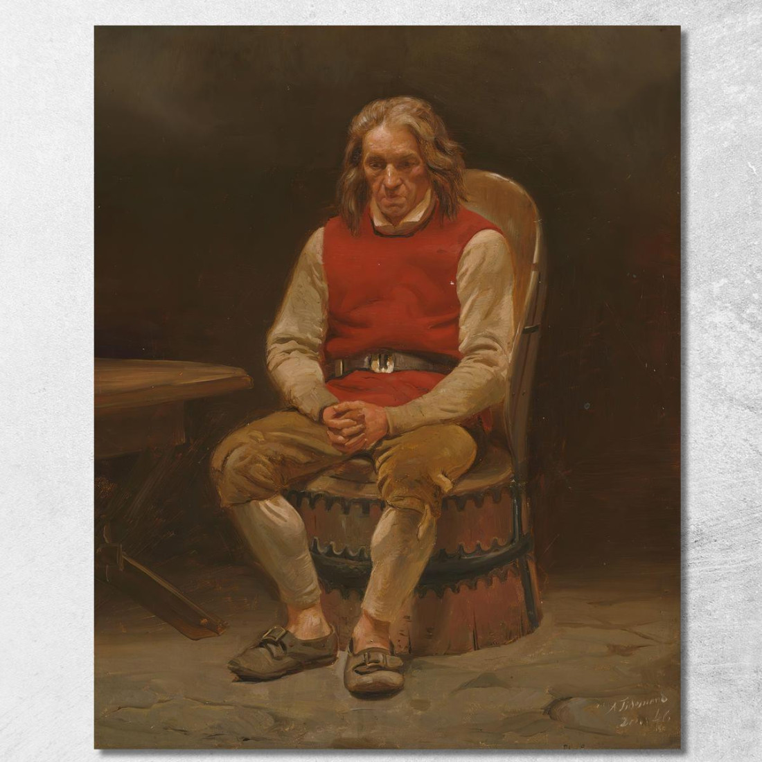 Contadino Seduto Studio Per Haugianerne Adolph Tidemand atd71 quadro stampato su tela Contadino Seduto Studio Per Haugianerne Adolph Tidemand atd71 quadro stampato su tela