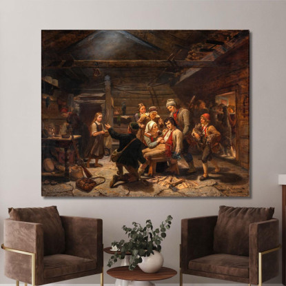 Il Cacciatore Di Orsi Ferito Adolph Tidemand atd85 quadro stampato su tela