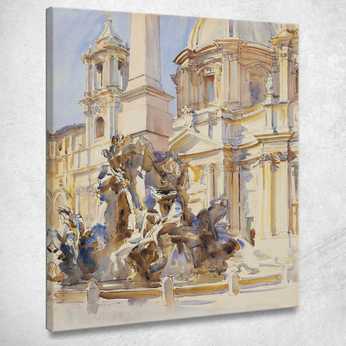 Piazza Navona Rome John Singer Sargent jss215 quadro stampato su tela Piazza Navona Rome John Singer Sargent jss215 quadro stampato su tela