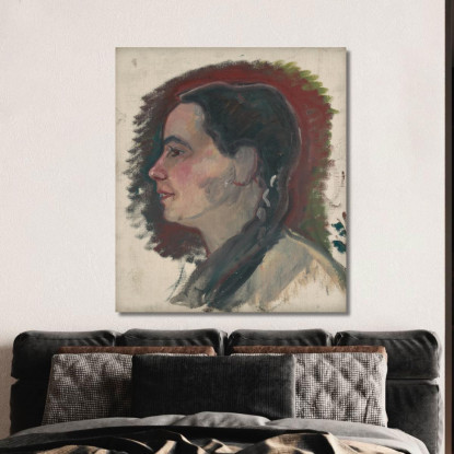Ritratto Di Una Giovane Donna Con Treccia Arnold Peter Weisz-Kubínčan apw61 quadro stampato su tela