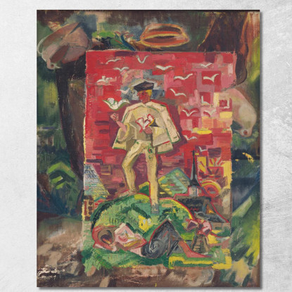 Figura Simbolica Di Un Uomo In Costume Tradizionale Arnold Peter Weisz-Kubínčan apw82 quadro stampato su tela