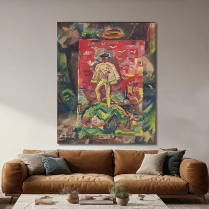 Figura Simbolica Di Un Uomo In Costume Tradizionale Arnold Peter Weisz-Kubínčan apw82 quadro stampato su tela