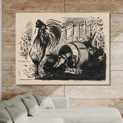 Il Gallo E Il Cane Arnold Peter Weisz-Kubínčan apw83 quadro stampato su tela