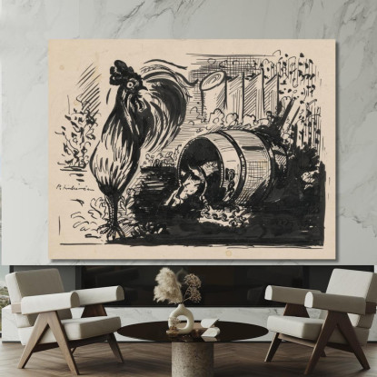 Il Gallo E Il Cane Arnold Peter Weisz-Kubínčan apw83 quadro stampato su tela