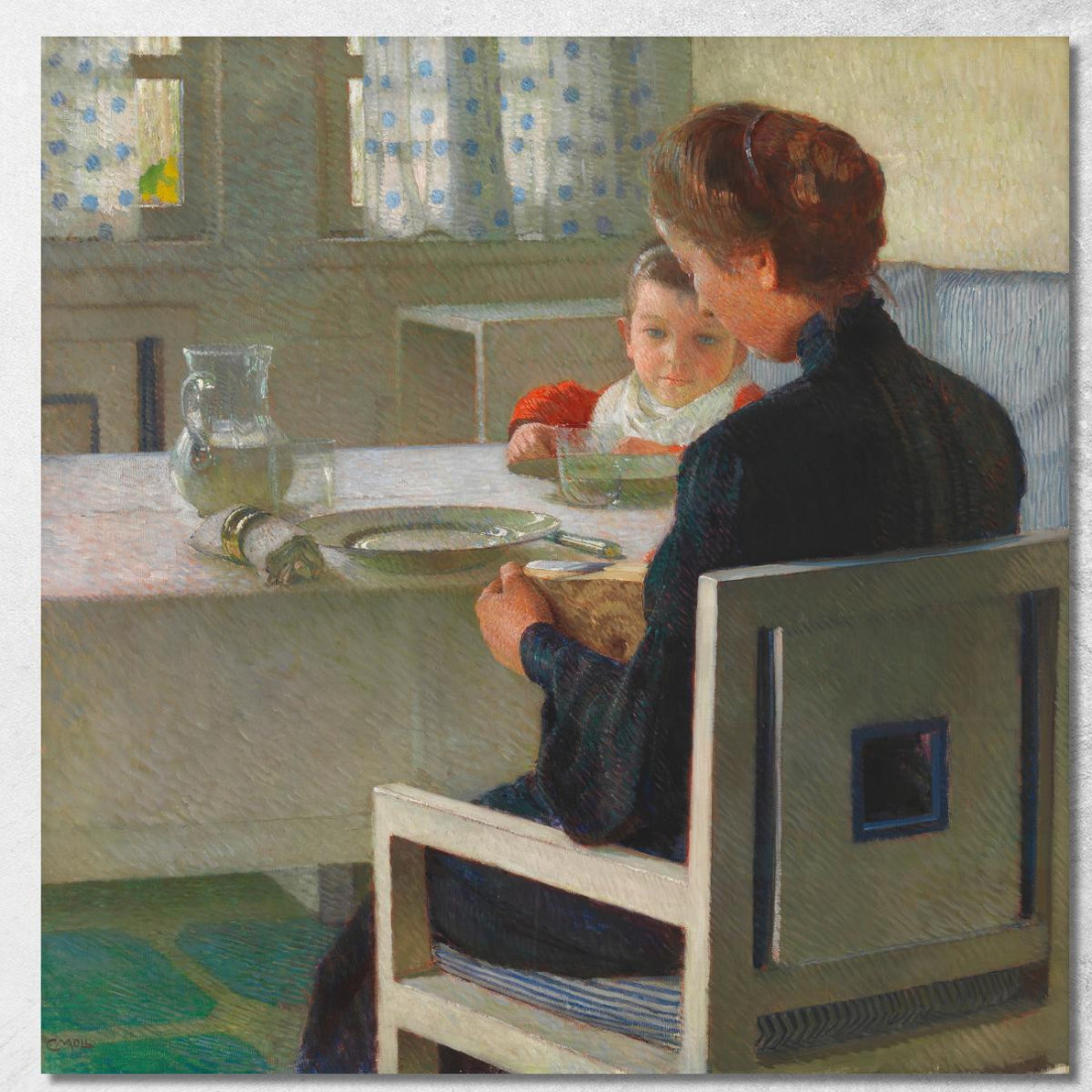 Madre E Figlio A Tavola A Colazione Carl Moll cml36 quadro stampato su tela Madre E Figlio A Tavola A Colazione Carl Moll cml36 quadro stampato su tela