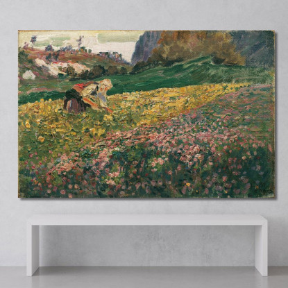 Ragazza Nel Prato Fiorito Carl Moll cml37 quadro stampato su tela