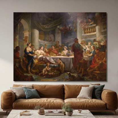 Il Banchetto Di Cleopatra E Marco Antonio Charles-Joseph Natoire cjn10 quadro stampato su tela