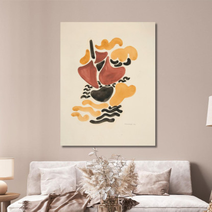 Astrazione Basata Su Forme Di Fiori Iv David Kakabadzé dkk3 quadro stampato su tela