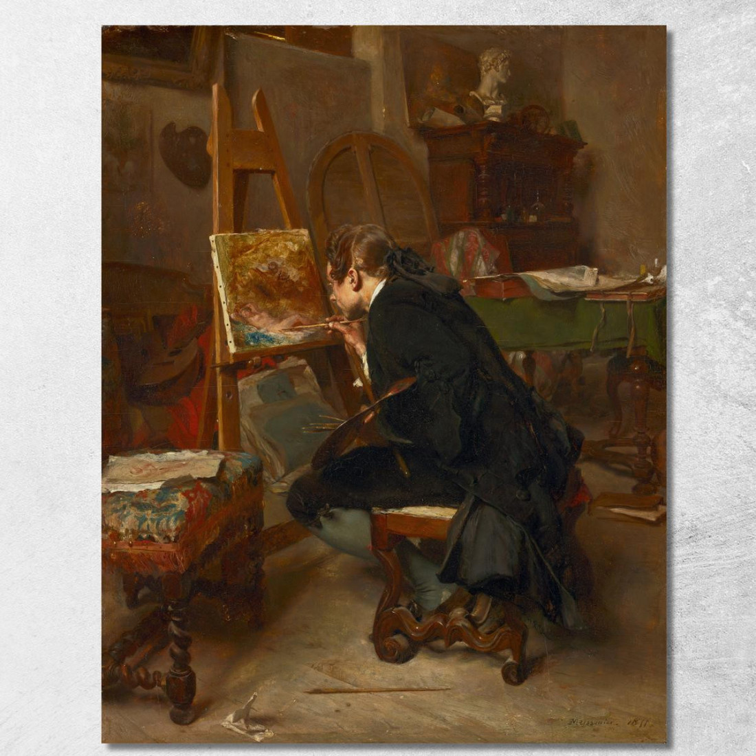 Un Pittore Ernest Meissonier ems6 quadro stampato su tela Un Pittore Ernest Meissonier ems6 quadro stampato su tela