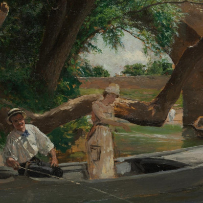 Ponte A Poissy Pescatori Con Lenza Ernest Meissonier ems11 quadro stampato su tela