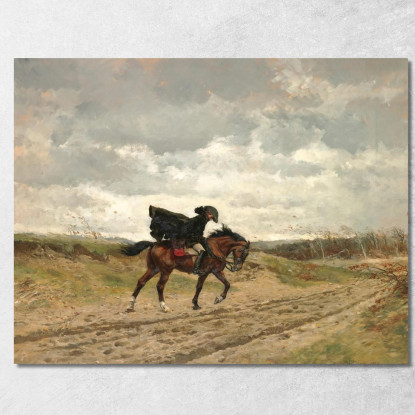 Il Viaggiatore Il Maresciallo Ney A Cavallo Che Lotta Contro Il Vento Ernest Meissonier ems23 quadro stampato su tela