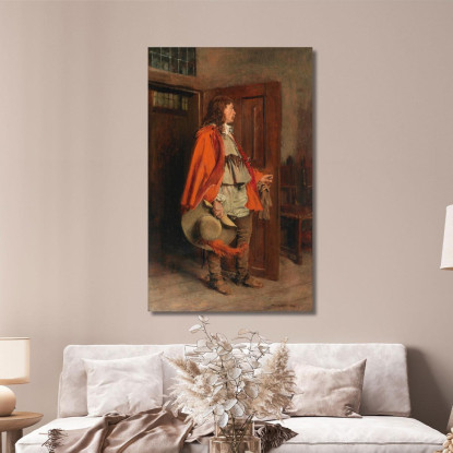 Uomo Con Mantello Rosso Ernest Meissonier ems25 quadro stampato su tela