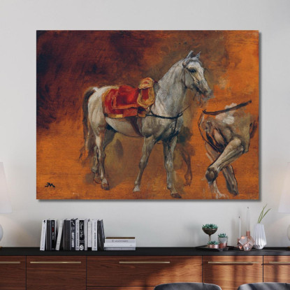 Studi Di Un Cavallo Grigio Ernest Meissonier ems30 quadro stampato su tela