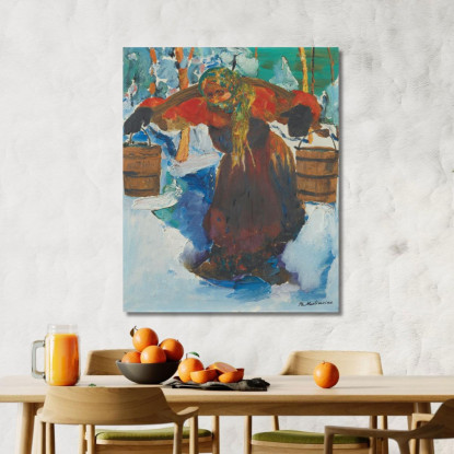 Baba Russa Che Porta L'Acqua Filipp Malyavin fml12 quadro stampato su tela