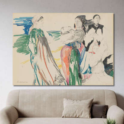 Schizzo Di Figure In Un Paesaggio Filipp Malyavin fml16 quadro stampato su tela