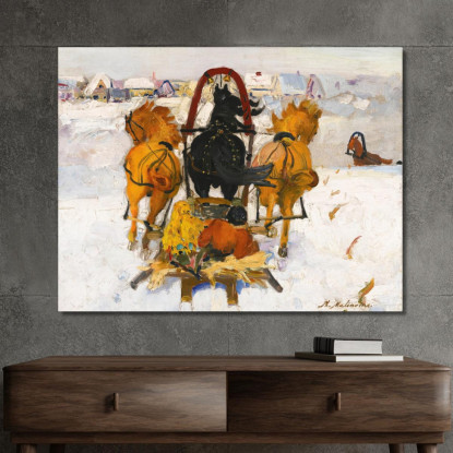 Troika Nella Neve Filipp Malyavin fml20 quadro stampato su tela
