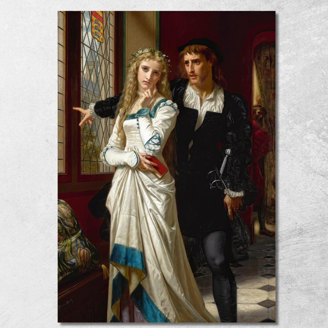 Amleto E Ofelia Hugues Merle hmr9 quadro stampato su tela Amleto E Ofelia Hugues Merle hmr9 quadro stampato su tela