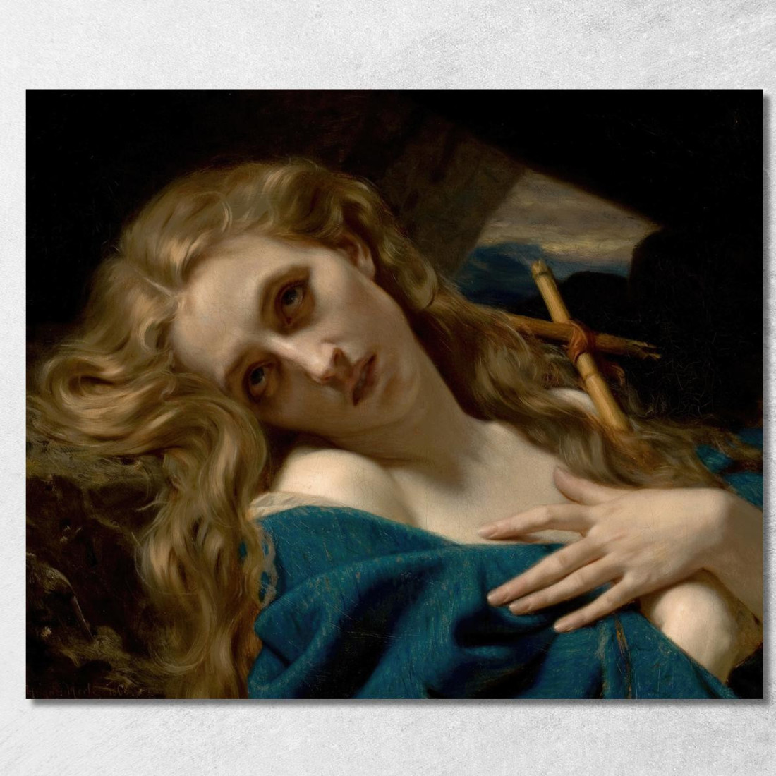 Maria Maddalena Nella Caverna Hugues Merle hmr15 quadro stampato su tela Maria Maddalena Nella Caverna Hugues Merle hmr15 quadro stampato su tela
