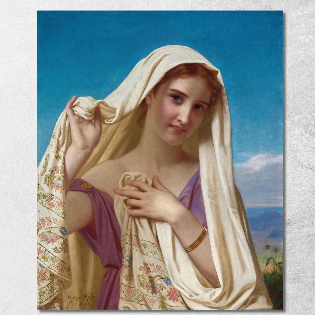 Giovane Ragazza Con Un Velo Hugues Merle hmr31 quadro stampato su tela Giovane Ragazza Con Un Velo Hugues Merle hmr31 quadro stampato su tela