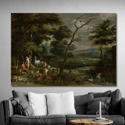Adamo Ed Eva In Paradiso Jan Brueghel The Elder jbe7 quadro stampato su tela
