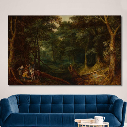 Paesaggio Con Briganti Che Dividono Il Bottino Jan Brueghel The Elder jbe21 quadro stampato su tela