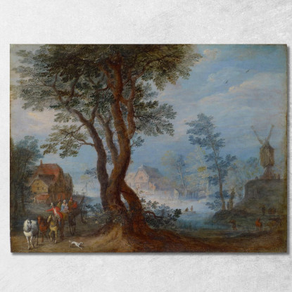 Paesaggio Di Villaggio Con Figure Di Staffage Jan Brueghel The Elder jbe51 quadro stampato su tela