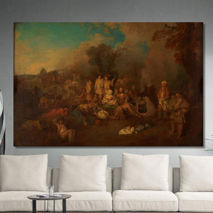 Bivacco Jean-Antoine Watteau jaw3 quadro stampato su tela