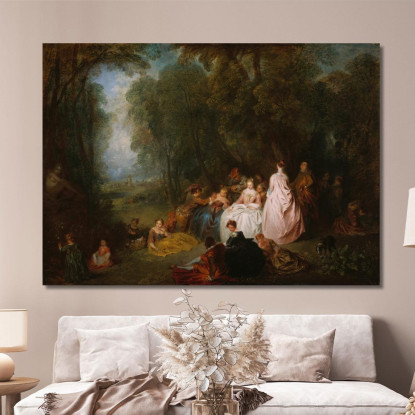 Raduno Pastorale Jean-Antoine Watteau jaw10 quadro stampato su tela