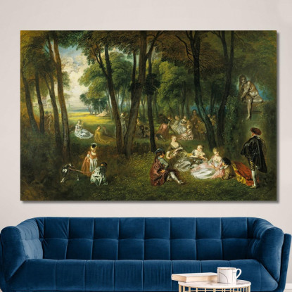 Festa Galante In Un Paesaggio Boscoso Jean-Antoine Watteau jaw11 quadro stampato su tela